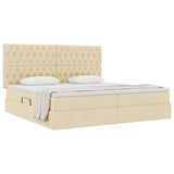 Letto con contenitore e materasso Crema 200 x 200 cm Tessuto