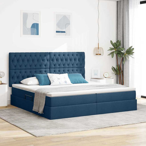 Letto con Contenitore Blu 200 x 200 cm Pelle Sintetica
