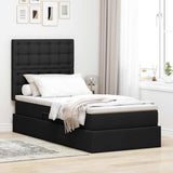 Letto con contenitore e materasso Nero 90 x 190 cm Tessuto