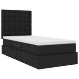 Letto con contenitore e materasso Nero 90 x 190 cm Tessuto