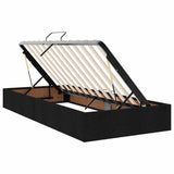 Letto con contenitore e materasso Nero 90 x 190 cm Tessuto