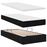 Letto con contenitore e materasso Nero 90 x 190 cm Tessuto