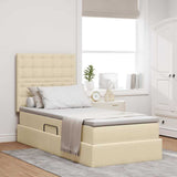 Letto con contenitore e materasso Crema 100 x 200 cm Tessuto