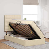 Letto con contenitore e materasso Crema 100 x 200 cm Tessuto