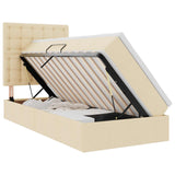 Letto con contenitore e materasso Crema 100 x 200 cm Tessuto
