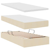 Letto con contenitore e materasso Crema 100 x 200 cm Tessuto