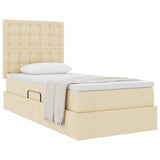 Letto con contenitore e materasso Crema 100 x 200 cm Tessuto