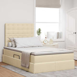 Letto con contenitore e materasso Crema 120 x 200 cm Tessuto