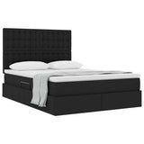 Letto con Contenitore Nero 140 x 190 cm Pelle Sintetica