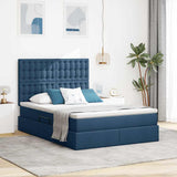 Letto con contenitore e materasso Blu 140 x 200 cm Tessuto