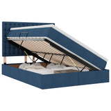 Letto con contenitore e materasso Blu 140 x 200 cm Tessuto