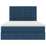 Letto con contenitore e materasso Blu 140 x 200 cm Tessuto