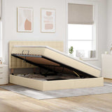 Letto con contenitore e materasso Crema 160 x 200 cm Tessuto