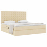 Letto con contenitore e materasso Crema 160 x 200 cm Tessuto