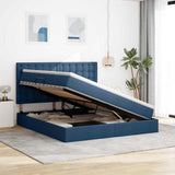 Letto con contenitore e materasso Blu 160 x 200 cm Tessuto