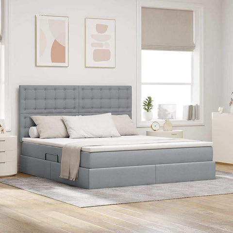 Letto con Contenitore con materasso Grigio chiaro 180 x 200 cm