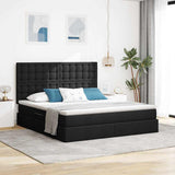 Letto con contenitore e materasso Nero 180 x 200 cm Tessuto