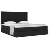 Letto con contenitore e materasso Nero 180 x 200 cm Tessuto