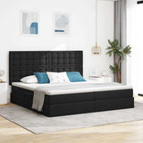 Letto con contenitore e materasso Nero 200 x 200 cm Tessuto