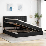 Letto con contenitore e materasso Nero 200 x 200 cm Tessuto