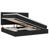 Letto con contenitore e materasso Nero 200 x 200 cm Tessuto