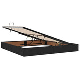 Letto con contenitore e materasso Nero 200 x 200 cm Tessuto