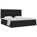 Letto con contenitore e materasso Nero 200 x 200 cm Tessuto
