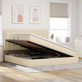 Letto con contenitore e materasso Crema 200 x 200 cm Tessuto