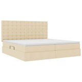 Letto con contenitore e materasso Crema 200 x 200 cm Tessuto