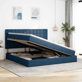 Letto con contenitore e materasso Blu 200 x 200 cm Tessuto