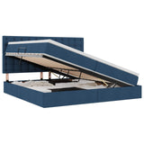 Letto con contenitore e materasso Blu 200 x 200 cm Tessuto