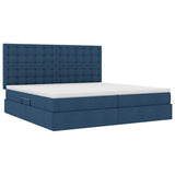 Letto con contenitore e materasso Blu 200 x 200 cm Tessuto