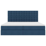 Letto con contenitore e materasso Blu 200 x 200 cm Tessuto