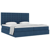Letto con contenitore e materasso Blu 200 x 200 cm Tessuto