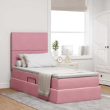 Letto con contenitore e materasso Rosa 90 x 190 cm Velluto