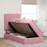 Letto con contenitore e materasso Rosa 90 x 190 cm Velluto