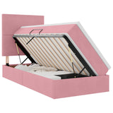 Letto con contenitore e materasso Rosa 90 x 190 cm Velluto