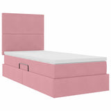 Letto con contenitore e materasso Rosa 90 x 190 cm Velluto
