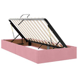 Letto con contenitore e materasso Rosa 90 x 190 cm Velluto