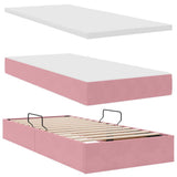 Letto con contenitore e materasso Rosa 90 x 190 cm Velluto