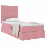 Letto con contenitore e materasso Rosa 90 x 190 cm Velluto