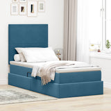 Letto con contenitore e materasso Blu Scuro 90 x 200 cm Velluto