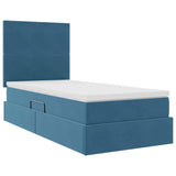 Letto con contenitore e materasso Blu Scuro 90 x 200 cm Velluto
