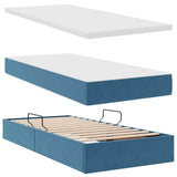 Letto con contenitore e materasso Blu Scuro 90 x 200 cm Velluto