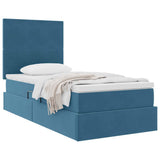 Letto con contenitore e materasso Blu Scuro 90 x 200 cm Velluto