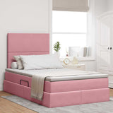 Letto con contenitore e LED Rosa 120 x 190 cm Velluto