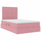 Letto con contenitore e LED Rosa 120 x 190 cm Velluto