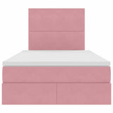 Letto con contenitore e LED Rosa 120 x 190 cm Velluto