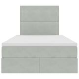 Letto con contenitore e LED Grigio chiaro 120 x 200 cm Velluto