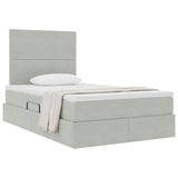 Letto con contenitore e LED Grigio chiaro 120 x 200 cm Velluto